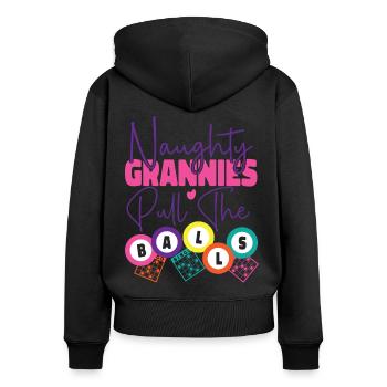 Bingo Player Grandma Naughty - Frauen Premium Bio Zip Hoodie - Schwarz - Hinten - Julia (174cm)