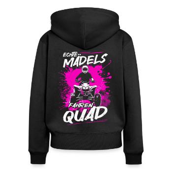 Echte Mädels fahren Quad - Motorsport - ATV - Frauen Premium Bio Zip Hoodie - Schwarz - Hinten - Julia (174cm)