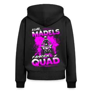 Echte Mädels fahren Quad - Motorsport - ATV - Frauen Premium Bio Zip Hoodie - Schwarz - Hinten - Julia (174cm)