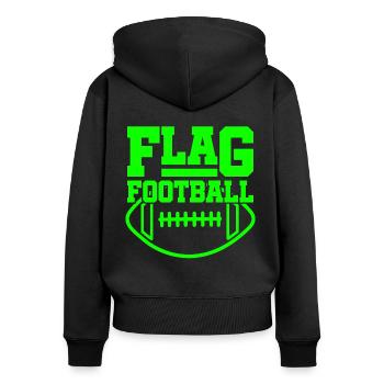 Flag Football - Frauen Premium Bio Zip Hoodie - Schwarz - Hinten - Julia (174cm)
