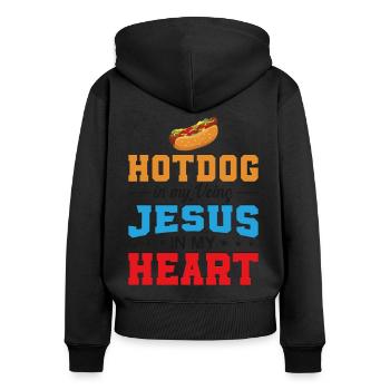 Hot Dog Adult Jesus Faith - Women's Premium Organic Zip Hoodie - black - Back - Julia (174cm)