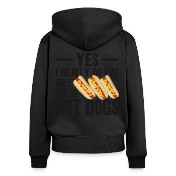 Hot Dog Adult Yes, I Really Do Eat - Women's Premium Organic Zip Hoodie - black - Back - Julia (174cm)