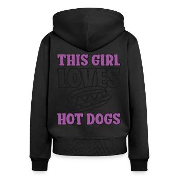 Hot Dog Adult Girl This Girl Loves - Frauen Premium Bio Zip Hoodie - Schwarz - Hinten - Julia (174cm)