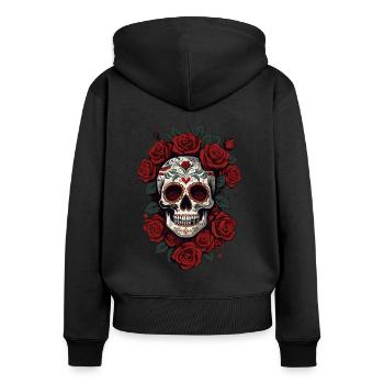 Dia De Muertos Crâne en Sucre Mexicain - Sweat à capuche zippé Premium bio Femme - noir - Dos - Julia (174cm)