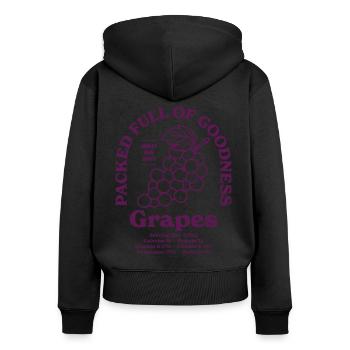 Trauben Nährwert - Frauen Premium Bio Zip Hoodie - Schwarz - Hinten - Julia (174cm)