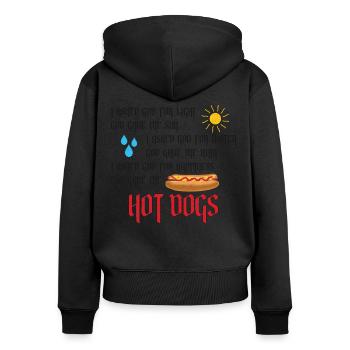 Hot Dog Adulte J’ai demandé de la lumière - Sweat à capuche zippé Premium bio Femme - noir - Dos - Julia (174cm)
