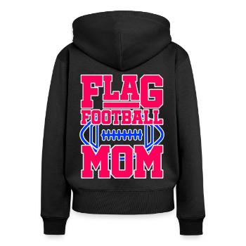 Maman Flag Football – Fière Maman Flag Football - Sweat à capuche zippé Premium bio Femme - noir - Dos - Julia (174cm)