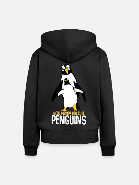 Penguins Penguin - Frauen Premium Bio Zip Hoodie - Schwarz