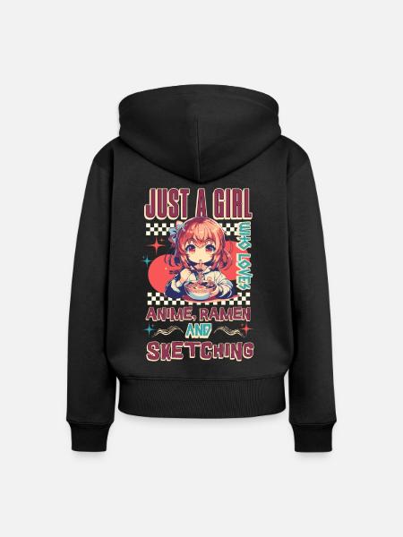 Anime Ramen Sketching - Frauen Premium Bio Zip Hoodie - Schwarz