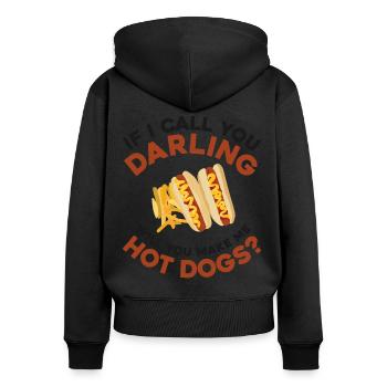 Hot Dog Adulte Si Je T’appelle - Sweat à capuche zippé Premium bio Femme - noir - Dos - Julia (174cm)