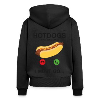 Hot Dog Adult Phone Display Hot - Frauen Premium Bio Zip Hoodie - Schwarz - Hinten - Julia (174cm)