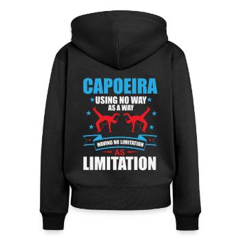 Capoeira: Keine Grenzen und Wege - Frauen Premium Bio Zip Hoodie - Schwarz - Hinten - Julia (174cm)