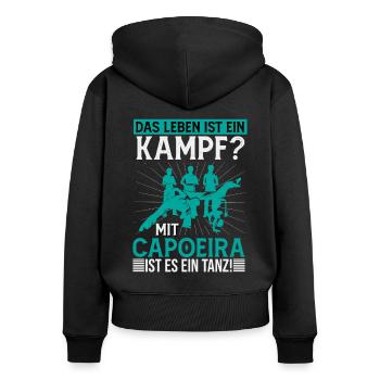 Life is struggle, capoeira is answer - Women's Premium Organic Zip Hoodie - black - Back - Julia (174cm)