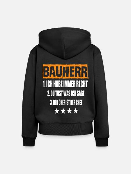 Bauherr - Frauen Premium Bio Zip Hoodie - Schwarz