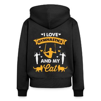 Ring Gymnastics Stuff & Ring Gymnast Vêtements - Sweat à capuche zippé Premium bio Femme - noir - Dos - Julia (174cm)