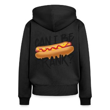 Hot Dog Adult Pun Can I Be Frank? - Women's Premium Organic Zip Hoodie - black - Back - Julia (174cm)