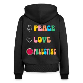 Peace Love Palestine Freiheit Palästina - Frauen Premium Bio Zip Hoodie - Schwarz - Hinten - Julia (174cm)