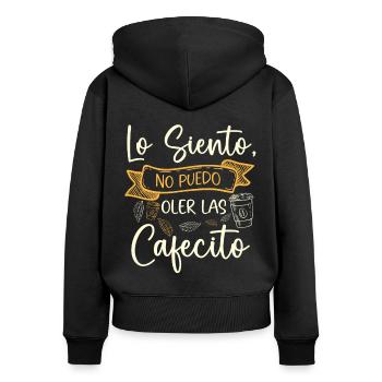 Cafecito Lover Drinking Cafecito Mix Cuban Coffee - Women's Premium Organic Zip Hoodie - black - Back - Julia (174cm)