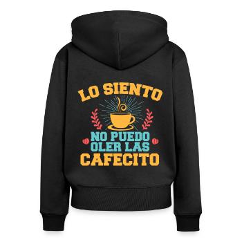 Cafecito Lover Drinking Cafecito Mix Cuban Coffee - Women's Premium Organic Zip Hoodie - black - Back - Julia (174cm)