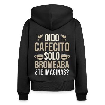 Cafecito Lover Drinking Cafecito Mix Cuban Coffee - Women's Premium Organic Zip Hoodie - black - Back - Julia (174cm)