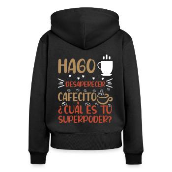 Cafecito Lover Drinking Cafecito Mix Cuban Coffee - Women's Premium Organic Zip Hoodie - black - Back - Julia (174cm)