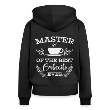 Cafecito Lover Drinking Cafecito Mix Cuban Coffee - Women's Premium Organic Zip Hoodie - black - Back - Julia (174cm)