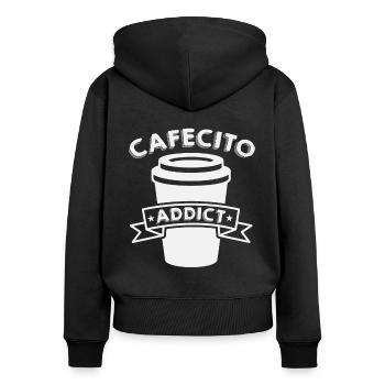 Cafecito Lover Drinking Cafecito Mix Cuban Coffee - Women's Premium Organic Zip Hoodie - black - Back - Julia (174cm)