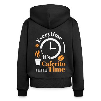 Cafecito Lover Drinking Cafecito Mix Cuban Coffee - Women's Premium Organic Zip Hoodie - black - Back - Julia (174cm)