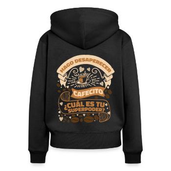 Cafecito Lover Drinking Cafecito Mix Cuban Coffee - Women's Premium Organic Zip Hoodie - black - Back - Julia (174cm)