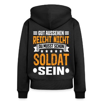 Soldat - Sweat à capuche zippé Premium bio Femme - noir - Dos - Julia (174cm)