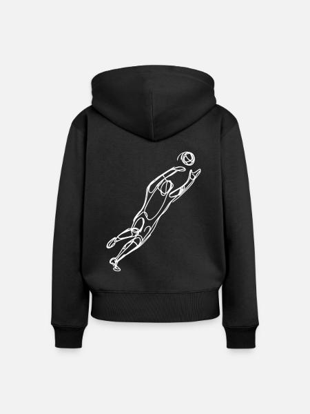 Torhüter Zeichnung - Frauen Premium Bio Zip Hoodie - Schwarz