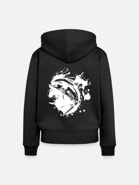Angeln - Frauen Premium Bio Zip Hoodie - Schwarz