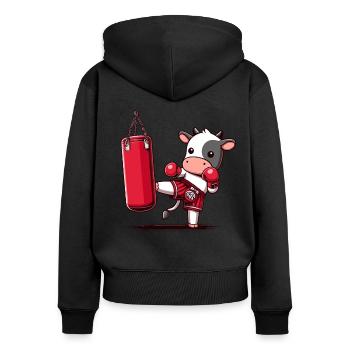 Muay Thai Boxing, Thai Boxing Kickboxen Kickboxer - Frauen Premium Bio Zip Hoodie - Schwarz - Hinten - Julia (174cm)