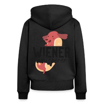 Hot Dog Adult Humor Pun Naughty - Frauen Premium Bio Zip Hoodie - Schwarz - Hinten - Julia (174cm)