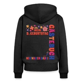 Kinder 5. Geburtstag Gästebuch Unterschreiben - Frauen Premium Bio Zip Hoodie - Schwarz - Hinten - Julia (174cm)