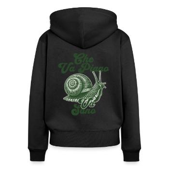 Che va piano va sano - Sweat à capuche zippé Premium bio Femme - noir - Dos - Julia (174cm)