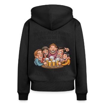 Lustiger Biermoment für Biertrinker Bier Meme - Frauen Premium Bio Zip Hoodie - Schwarz - Hinten - Julia (174cm)