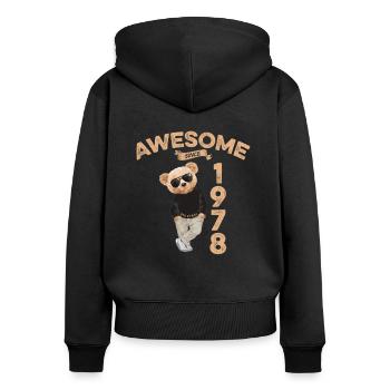 1978 Geburtstag Cool Teddy Bär Awesome since - Frauen Premium Bio Zip Hoodie - Schwarz - Hinten - Julia (174cm)