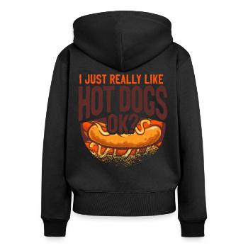 Hot Dog Adult I Just Really Like - Women's Premium Organic Zip Hoodie - black - Back - Julia (174cm)