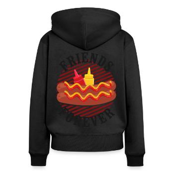 Hot Dog Adult Friends Forever - Frauen Premium Bio Zip Hoodie - Schwarz - Hinten - Julia (174cm)