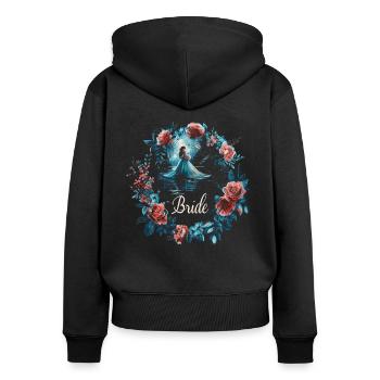 Braut Blumen Jungesellinenasbchied Blumenkranz - Frauen Premium Bio Zip Hoodie - Schwarz - Hinten - Julia (174cm)