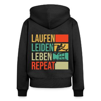 Hindernislauf Leichtathlet Hürdenläufer - Frauen Premium Bio Zip Hoodie - Schwarz - Hinten - Julia (174cm)