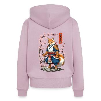 Kitsune Samurai Fuchs Vintage Ukiyo-e Stil - Frauen Premium Bio Zip Hoodie - Altrosa - Hinten - Julia (174cm)