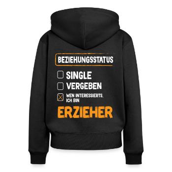 Erzieher Beziehungsstatus - Frauen Premium Bio Zip Hoodie - Schwarz - Hinten - Julia (174cm)