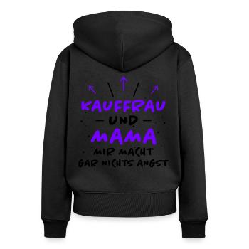 Kauffrau Spruch Verkäuferin Witz Kauffrau Geschenk - Frauen Premium Bio Zip Hoodie - Schwarz - Hinten - Julia (174cm)