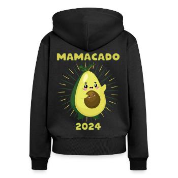 Avocado 2024 Mamacado Lustiger Spruch - Frauen Premium Bio Zip Hoodie - Schwarz - Hinten - Julia (174cm)