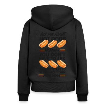 Hot Dog Adult Ask Me About Hot - Frauen Premium Bio Zip Hoodie - Schwarz - Hinten - Julia (174cm)