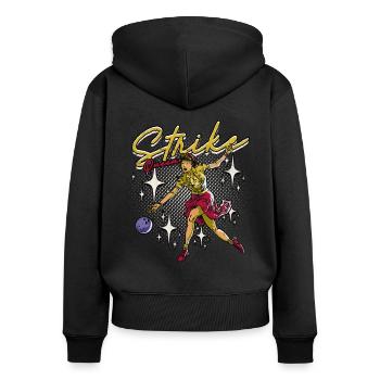 Bowling Strike Queen - Women's Premium Organic Zip Hoodie - black - Back - Julia (174cm)