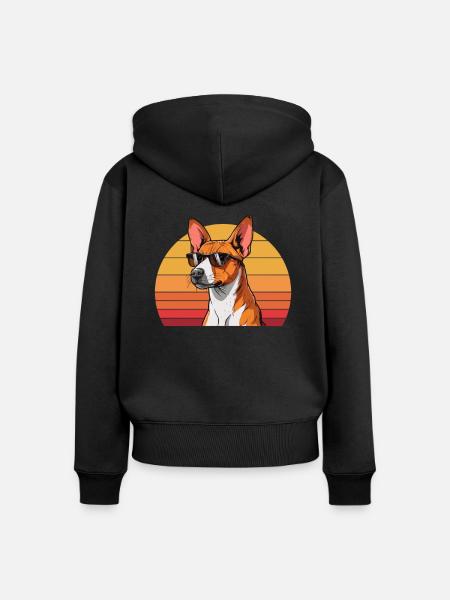 basenji mom, basenji - Frauen Premium Bio Zip Hoodie - Schwarz