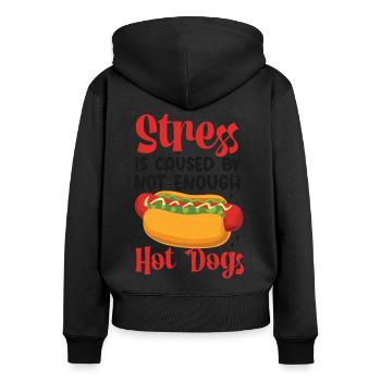 Hot Dog Adult Stress Is Caused By - Frauen Premium Bio Zip Hoodie - Schwarz - Hinten - Julia (174cm)